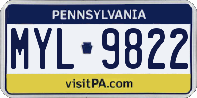 PA license plate MYL9822