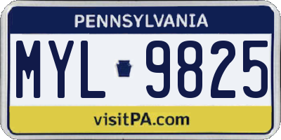 PA license plate MYL9825