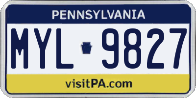 PA license plate MYL9827