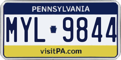 PA license plate MYL9844