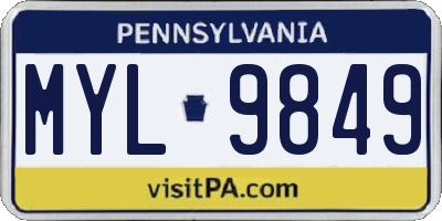 PA license plate MYL9849