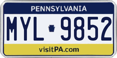 PA license plate MYL9852