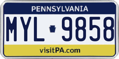 PA license plate MYL9858