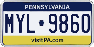 PA license plate MYL9860