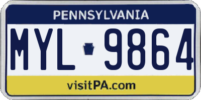 PA license plate MYL9864