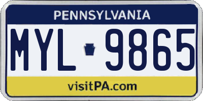 PA license plate MYL9865