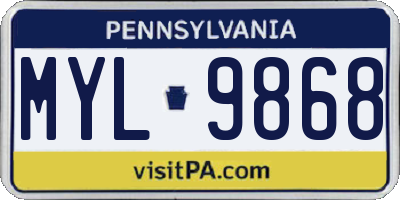 PA license plate MYL9868