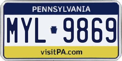 PA license plate MYL9869