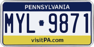 PA license plate MYL9871