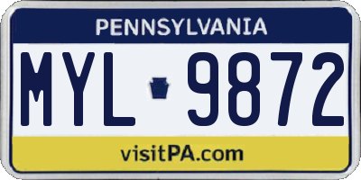PA license plate MYL9872