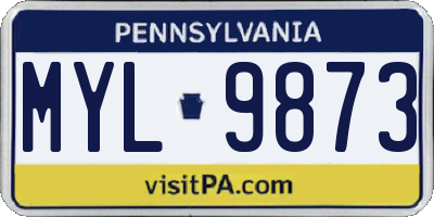 PA license plate MYL9873