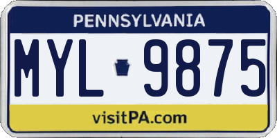 PA license plate MYL9875