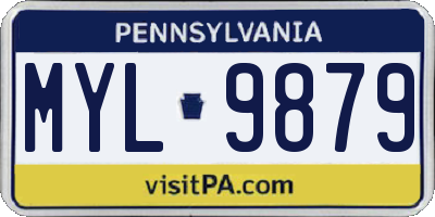 PA license plate MYL9879