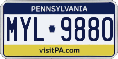 PA license plate MYL9880