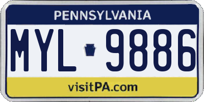 PA license plate MYL9886