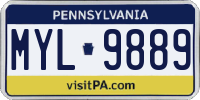 PA license plate MYL9889