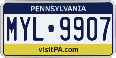 PA license plate MYL9907