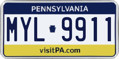 PA license plate MYL9911