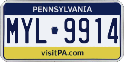 PA license plate MYL9914