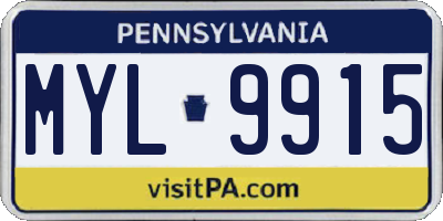 PA license plate MYL9915