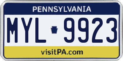 PA license plate MYL9923