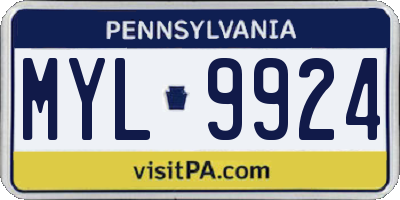 PA license plate MYL9924