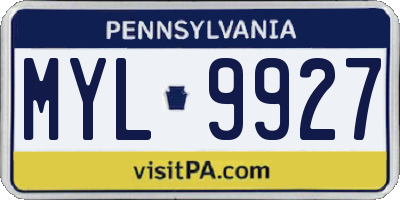 PA license plate MYL9927