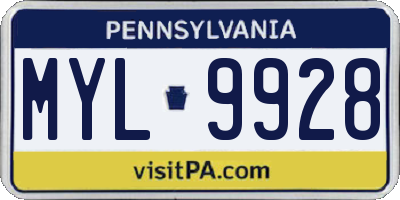 PA license plate MYL9928