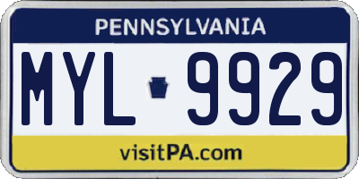 PA license plate MYL9929