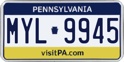 PA license plate MYL9945