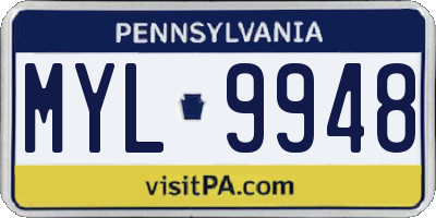 PA license plate MYL9948