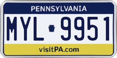 PA license plate MYL9951