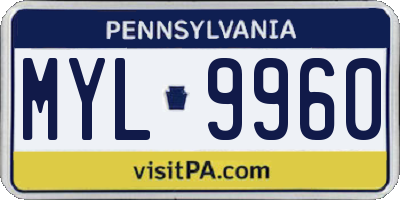 PA license plate MYL9960