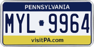 PA license plate MYL9964