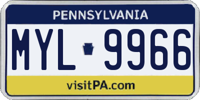 PA license plate MYL9966
