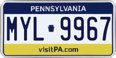 PA license plate MYL9967