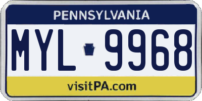 PA license plate MYL9968
