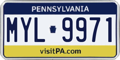 PA license plate MYL9971
