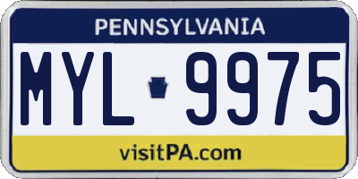 PA license plate MYL9975