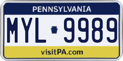 PA license plate MYL9989