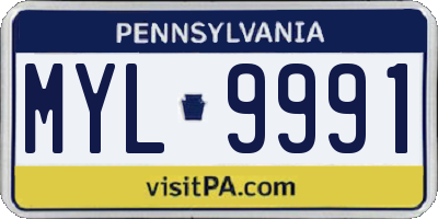 PA license plate MYL9991