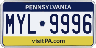 PA license plate MYL9996