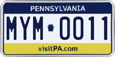 PA license plate MYM0011