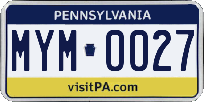 PA license plate MYM0027