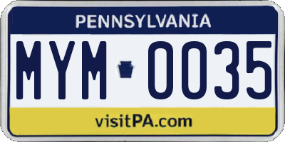PA license plate MYM0035