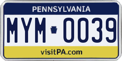 PA license plate MYM0039