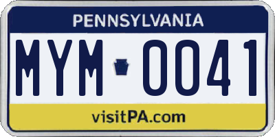 PA license plate MYM0041
