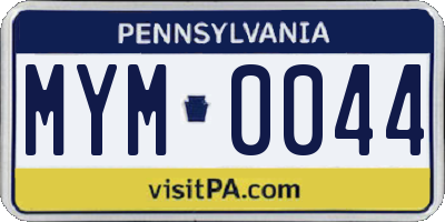 PA license plate MYM0044