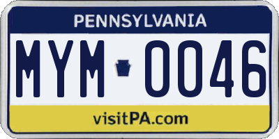 PA license plate MYM0046