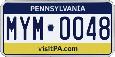 PA license plate MYM0048
